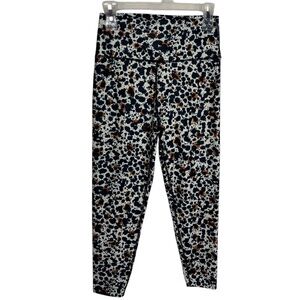 BSP blue & rust speckled abstract print leggings size Large